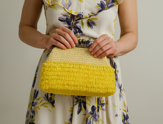 Bolso de crochet Charlie - amarillo con cadena