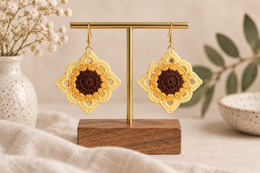Pendientes mandalas de girasoles