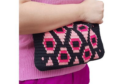 Bolso crochet Pavo Real - Rosa con cadena