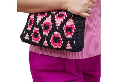 Bolso crochet Pavo Real - Rosa con cadena