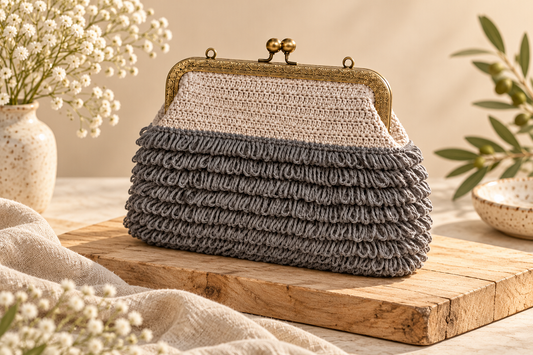 Bolso de crochet Charlie - gris plateado con cadena