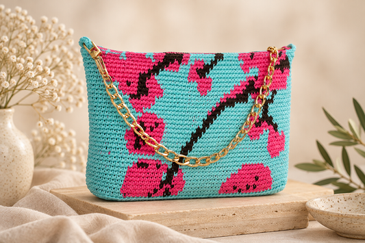 Bolso de crochet Cerezo - con cadena