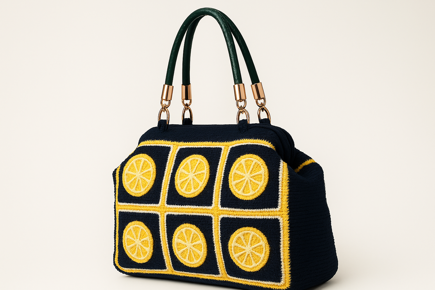 Bolso de crochet Cítrico Limón - con asas