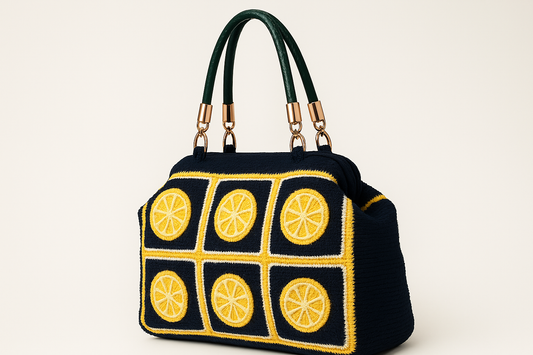 Bolso de crochet Cítrico Limón - con asas