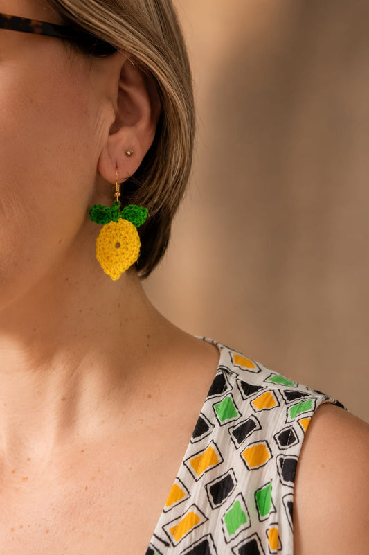 Pendientes limón a crochet