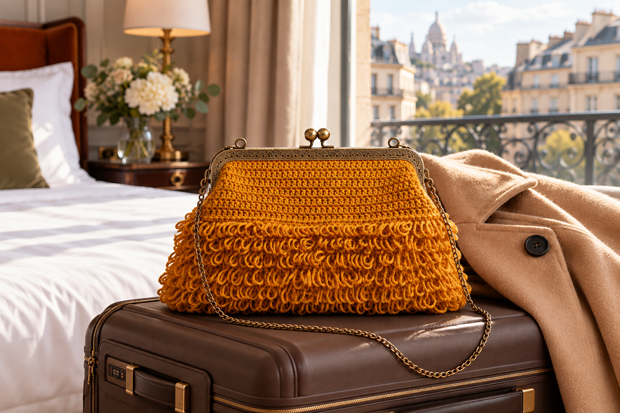 Bolso de crochet Charlie color mostaza