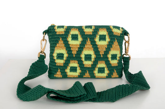 Bolso crochet Pavo Real - Verde con cadena