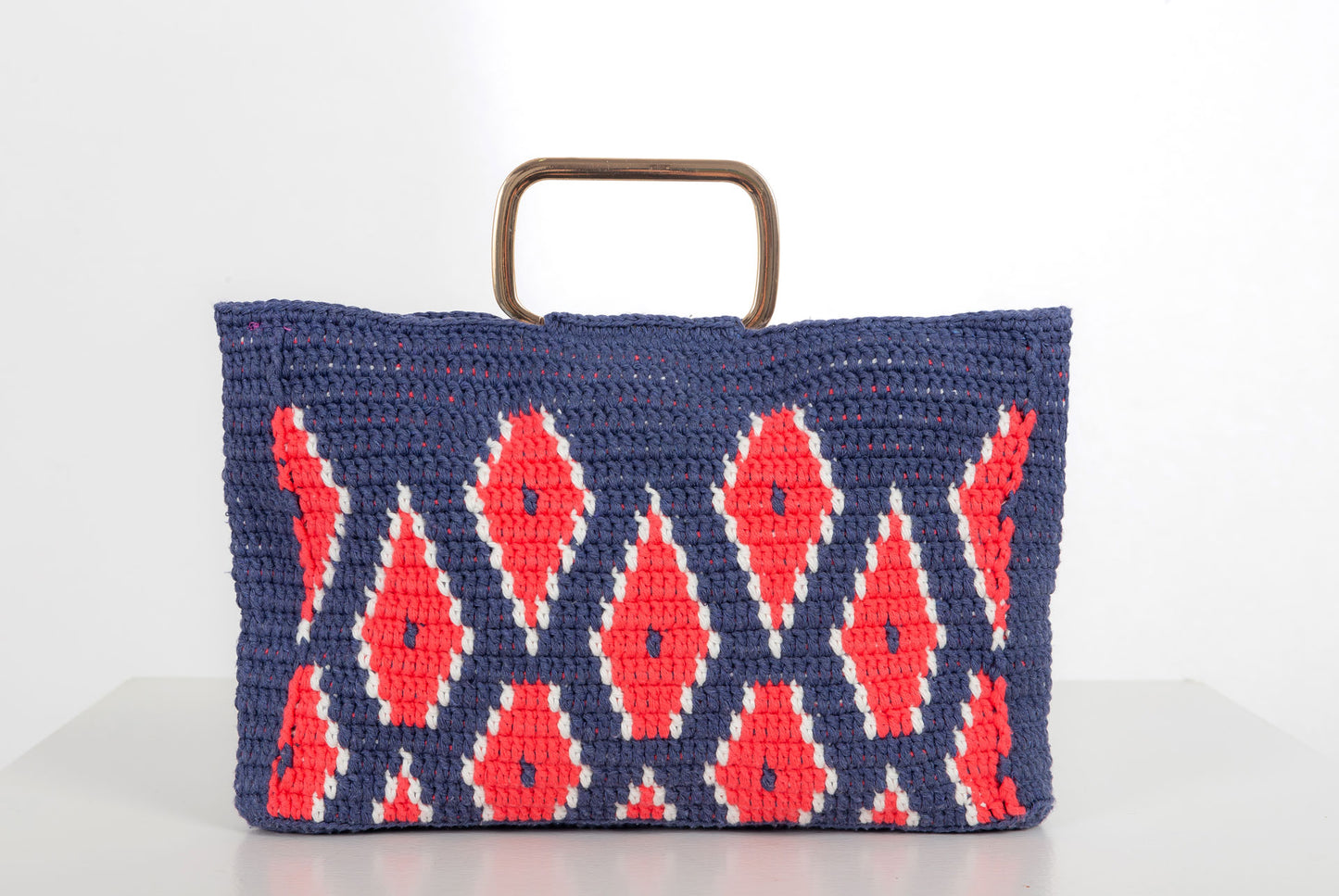 Bolso crochet Sabina - Azul con asas