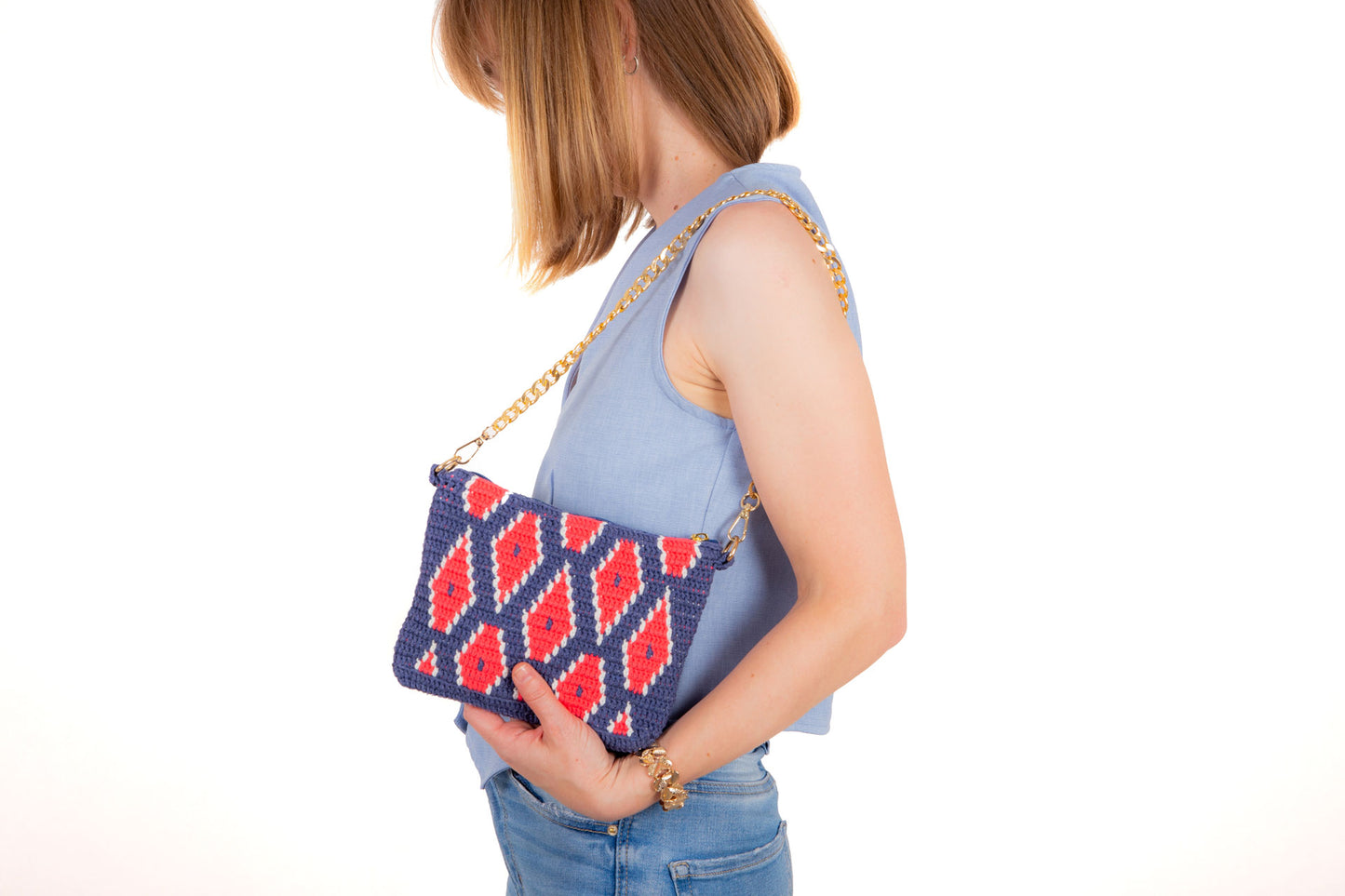 Bolso crochet Sabina - Azul con cadena