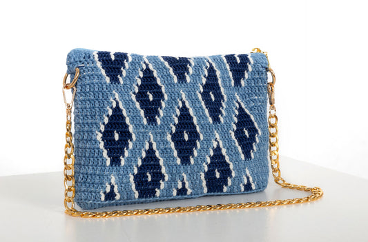 Bolso crochet Sabina - Blue Jeans con cadena