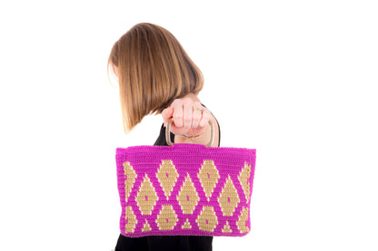 Bolso crochet Sabina - Morado con asas