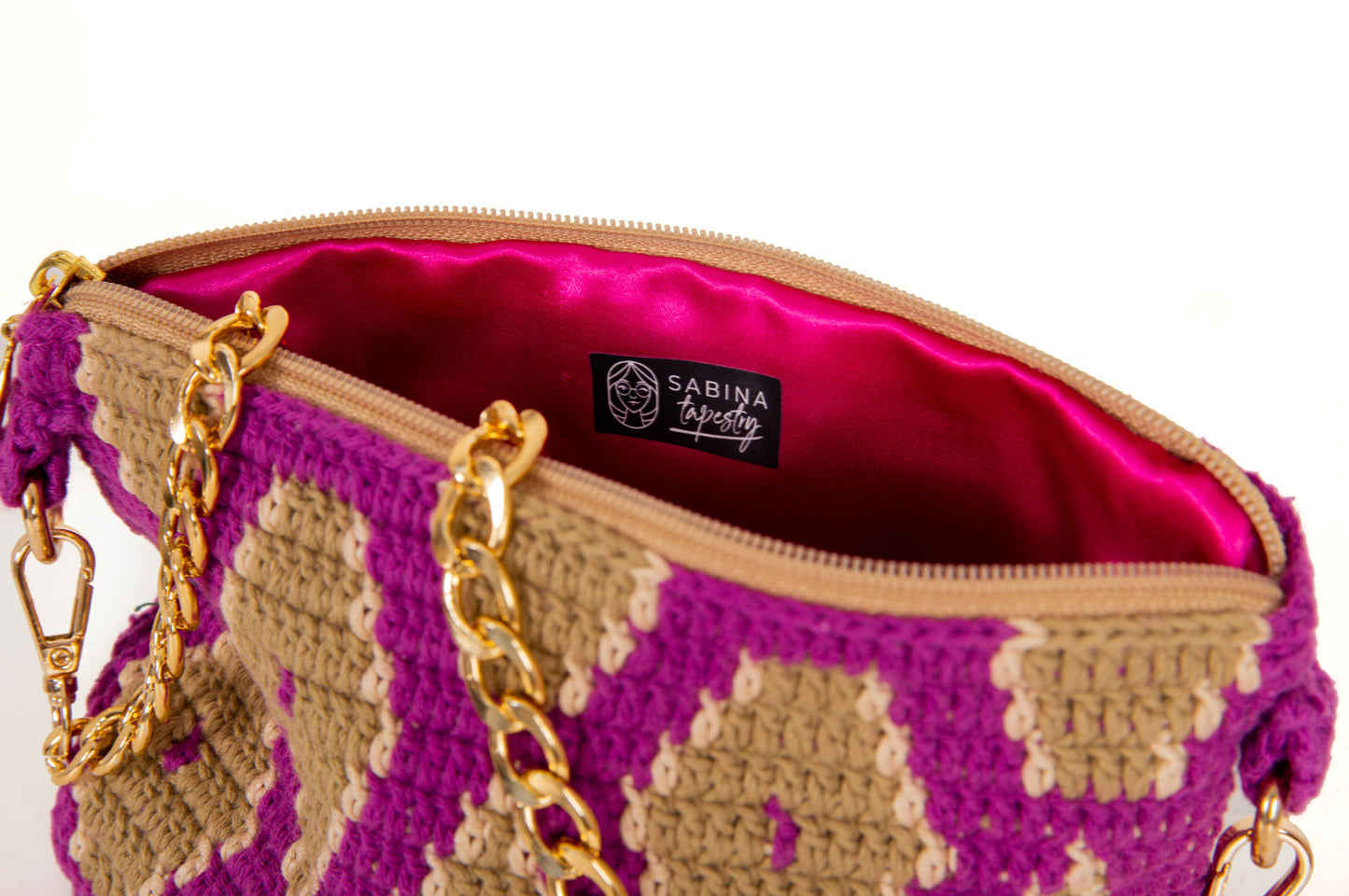 Bolso crochet Sabina - Morado con cadena