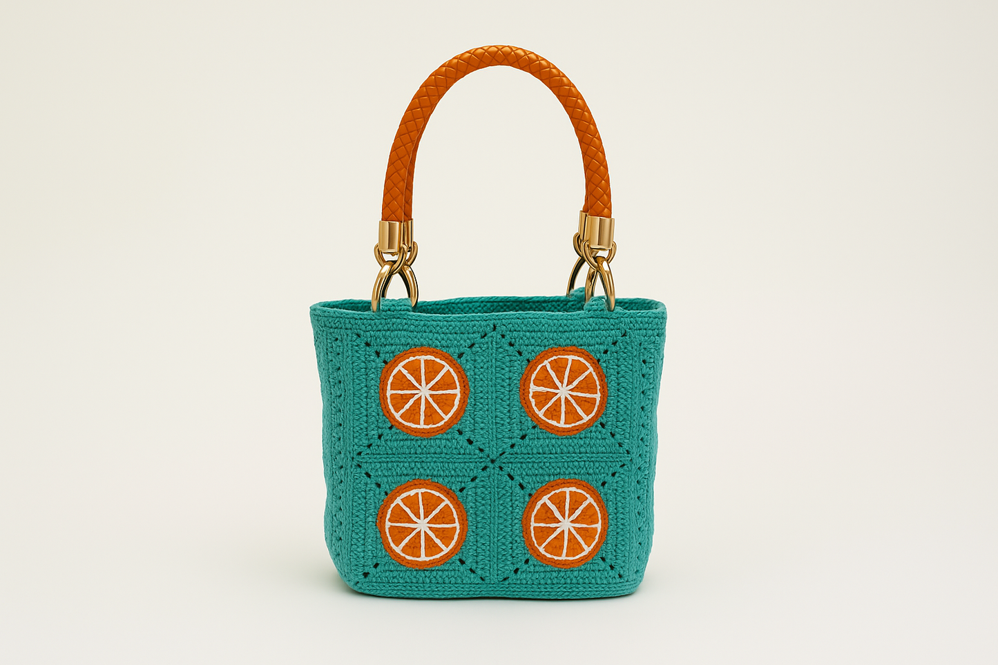 Bolso de crochet Cítrico Naranja - con asas