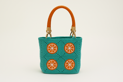 Bolso de crochet Cítrico Naranja - con asas