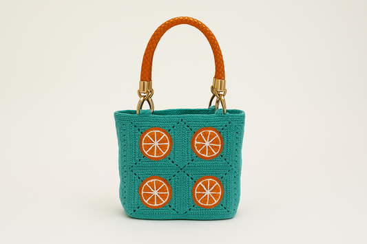 Bolso de crochet Cítrico Naranja - con asas