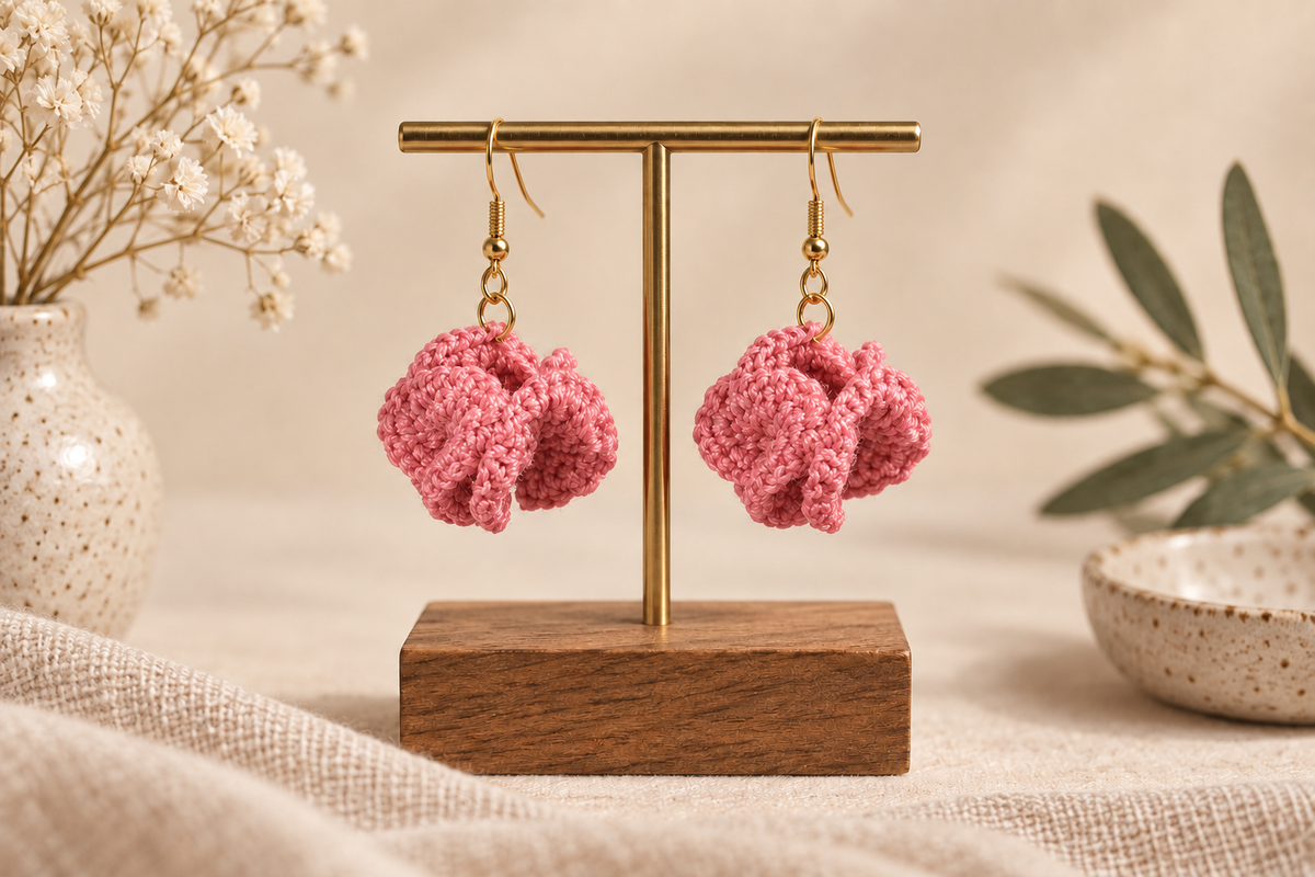 Bolso de crochet Charlie y pendientes coralinos a juego (elige tu el color)