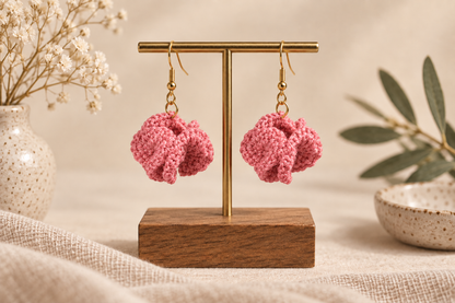 Bolso de crochet Charlie y pendientes coralinos a juego (elige tu el color)