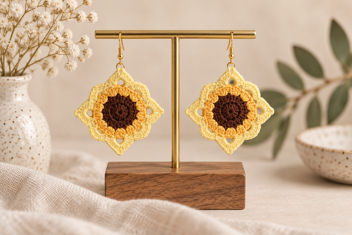 Pendientes mandalas de girasoles